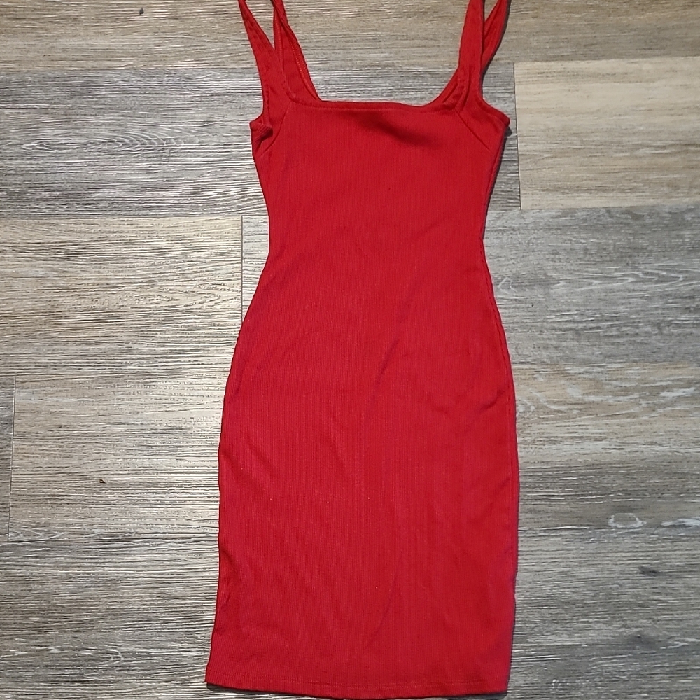 Fashion Nova Red Bodycon Midi Dress